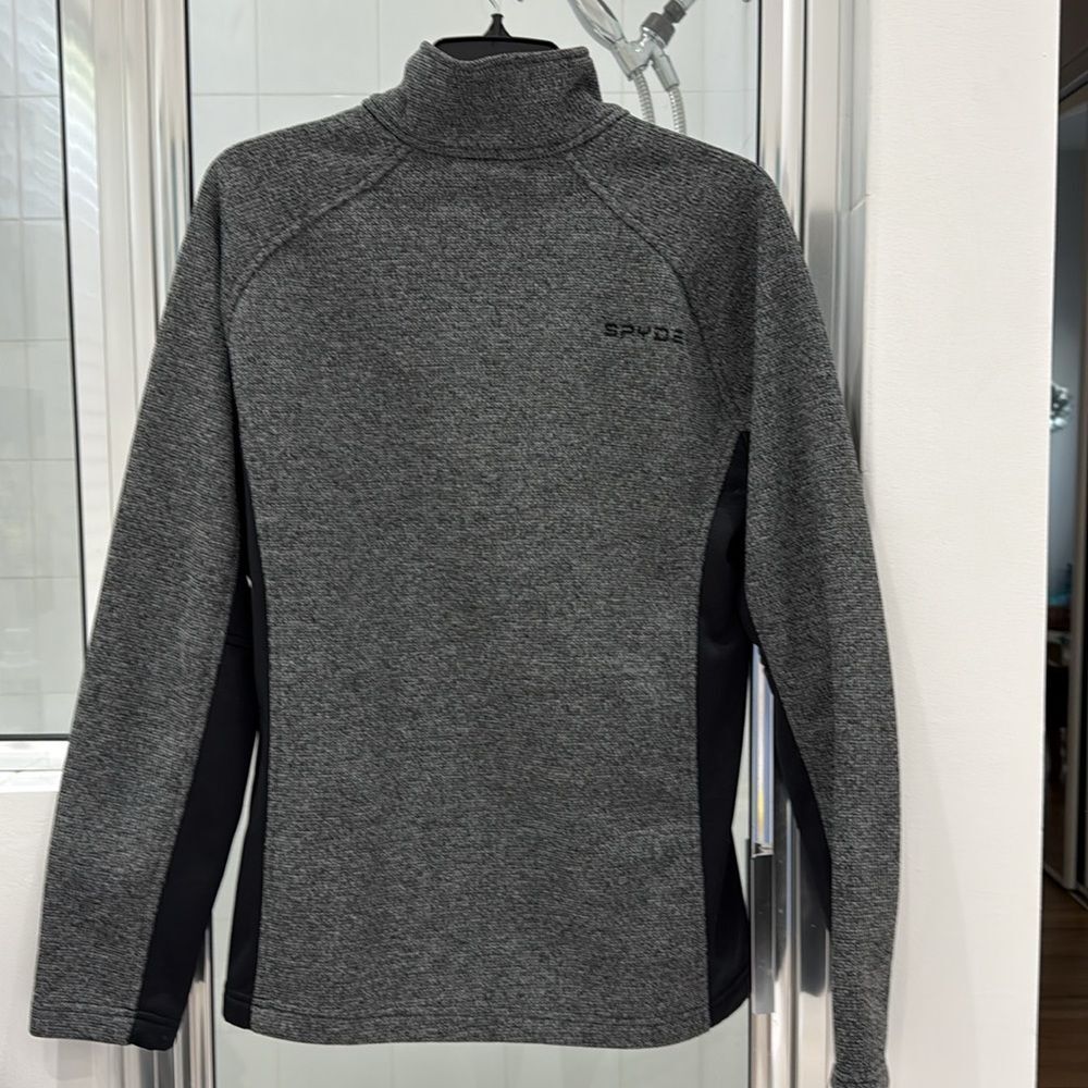 Spyder Quarter Zip Gray Black Jacket Size Medium - Picture 3 of 6